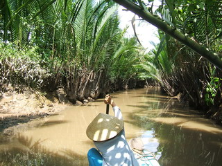 Протока весьма живописна, хотя вода в Меконге мутная (фото)